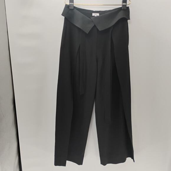 A.L.C. Pants 8 Womens Black Heavyweight Crepe Wide Straight Side Zip Trouser - Picture 3 of 13